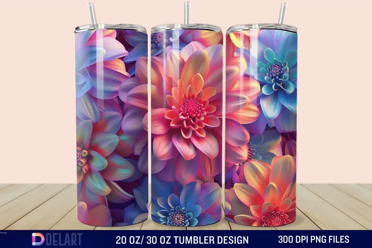 3D Spring Flower Tumbler Wrap