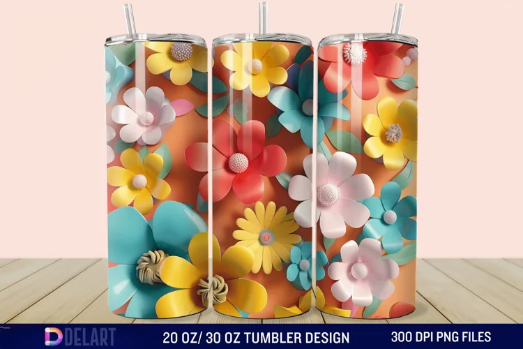 3D Spring Flower Tumbler Wrap