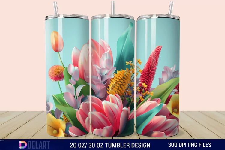 3D Spring Flower Tumbler Wrap