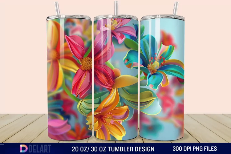 3D Spring Flower Tumbler Wrap