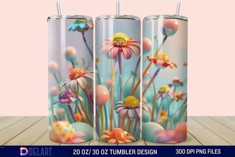 3D Spring Flower Tumbler Wrap