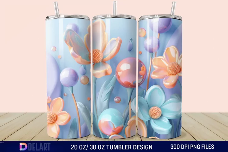 3D Spring Flower Tumbler Wrap