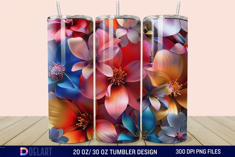3D Spring Flower Tumbler Wrap