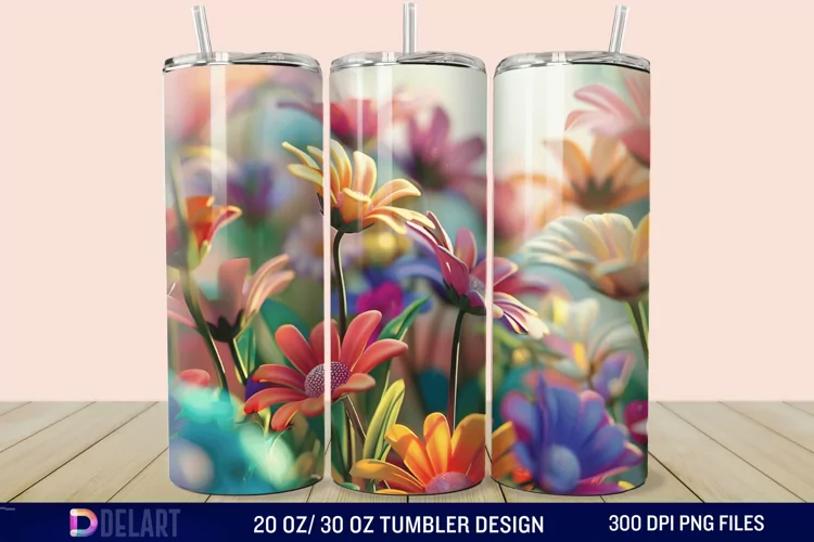 3D Spring Flower Tumbler Wrap
