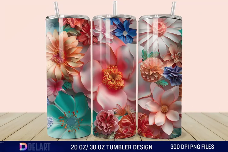 3D Spring Flower Tumbler Wrap