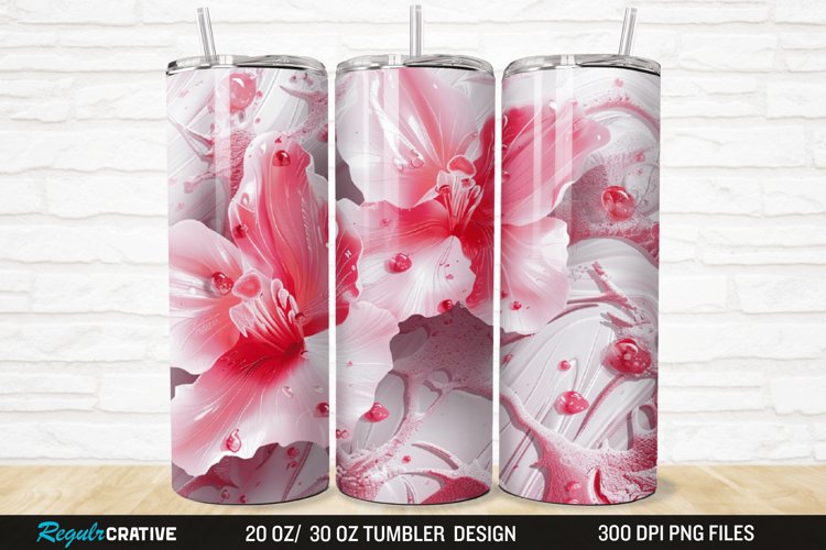 3D Stained Glass Flower 20/30oz Skinny Tumbler example image 1