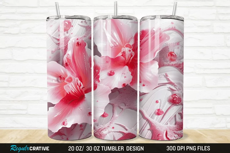 3D Stained Glass Flower 20/30oz Skinny Tumbler
