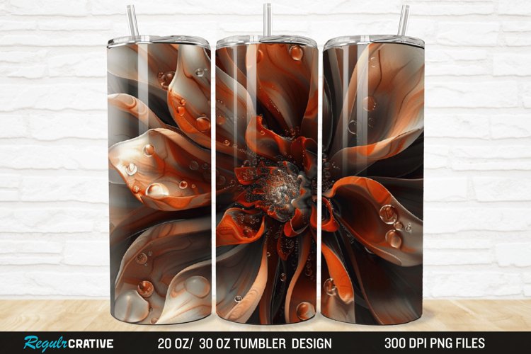3D Stained Glass Flower 20/30oz Skinny Tumbler example image 1