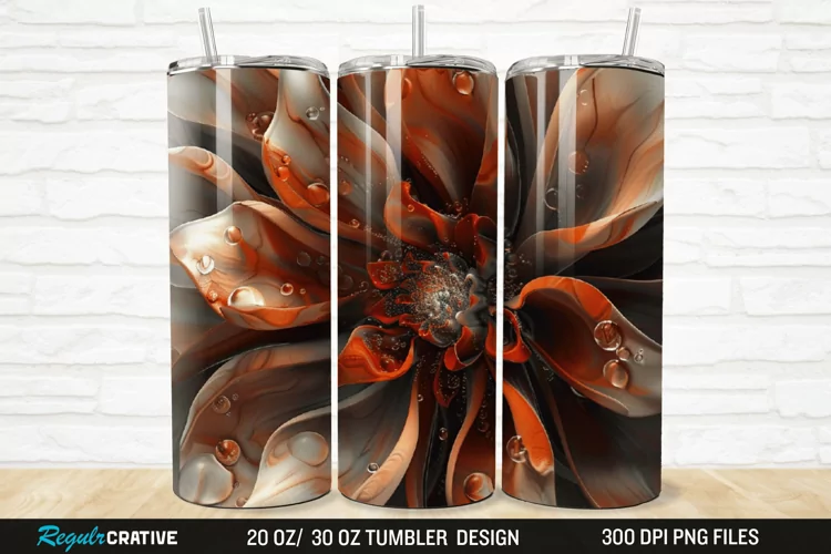 3D Stained Glass Flower 20/30oz Skinny Tumbler