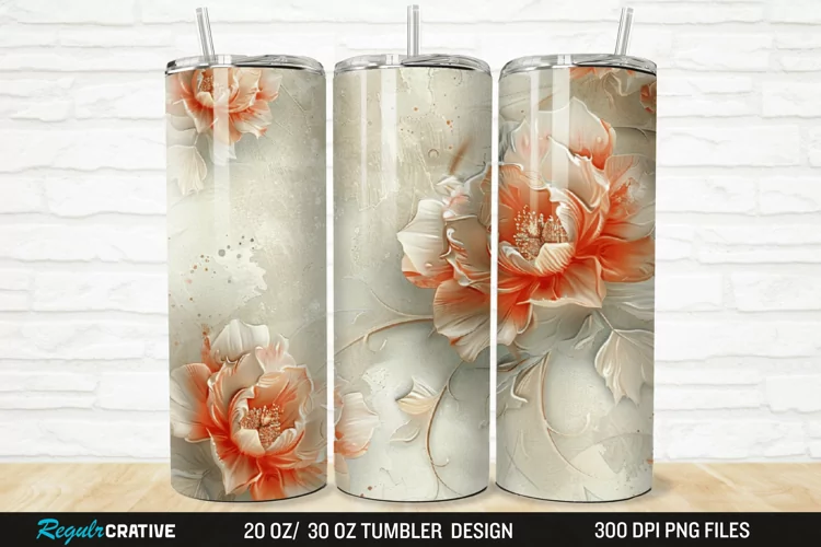 3D Stained Glass Flower 20/30oz Skinny Tumbler