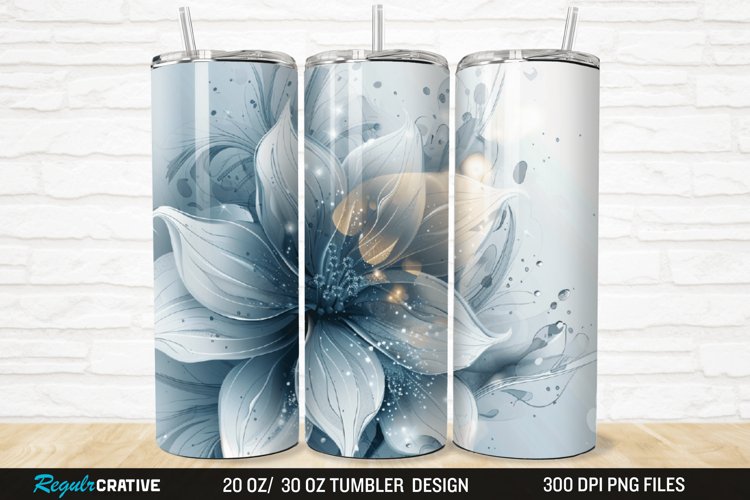 3D Stained Glass Flower 20/30oz Skinny Tumbler example image 1