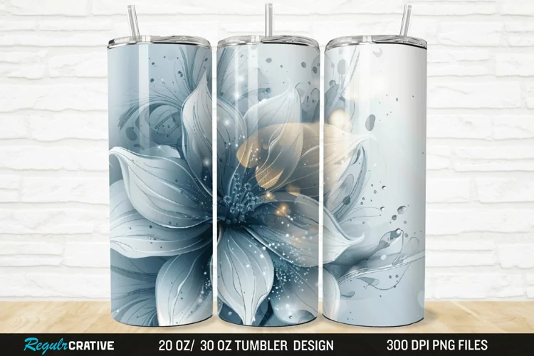 3D Stained Glass Flower 20/30oz Skinny Tumbler