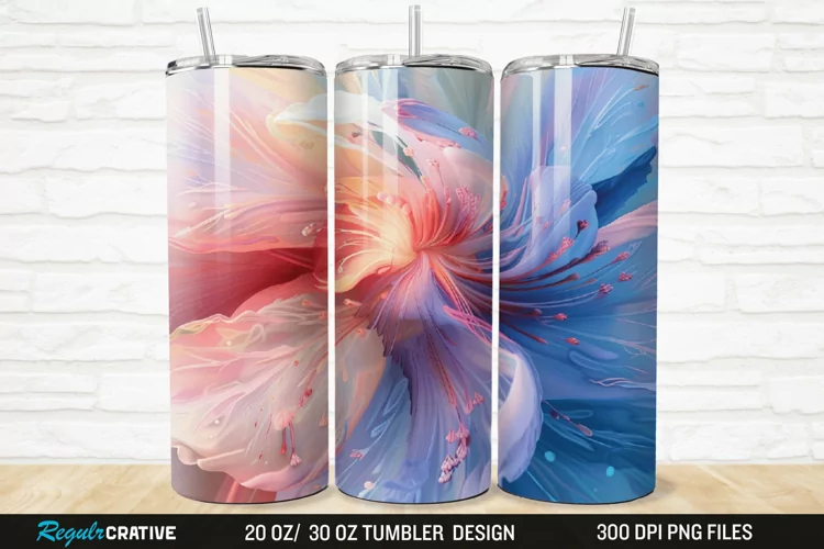 3D Stained Glass Flower 20/30oz Skinny Tumbler