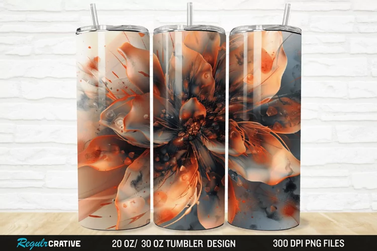 3D Stained Glass Flower 20/30oz Skinny Tumbler
