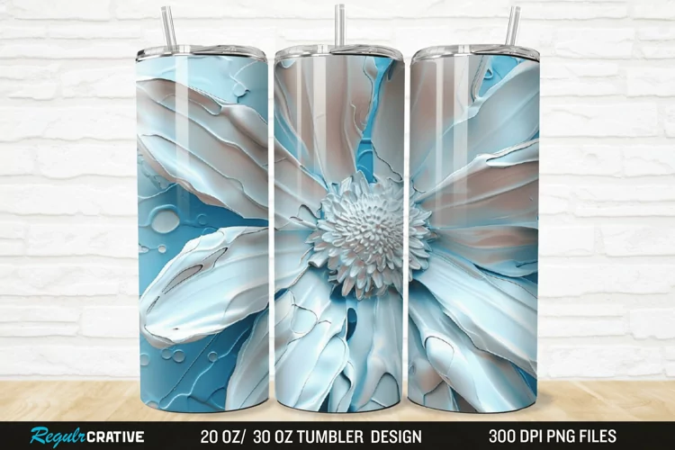 3D Stained Glass Flower 20/30oz Skinny Tumbler