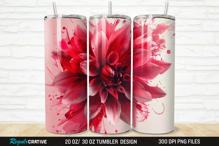 3D Stained Glass Flower 20/30oz Skinny Tumbler