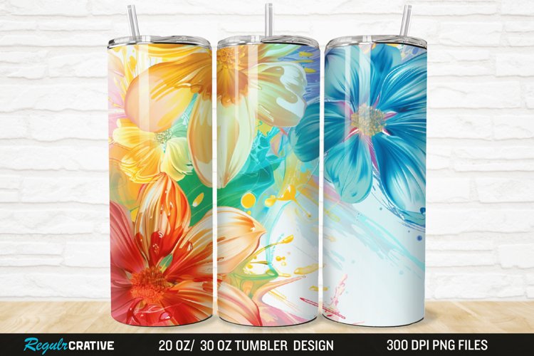 3D Stained Glass Flower 20/30oz Skinny Tumbler example image 1