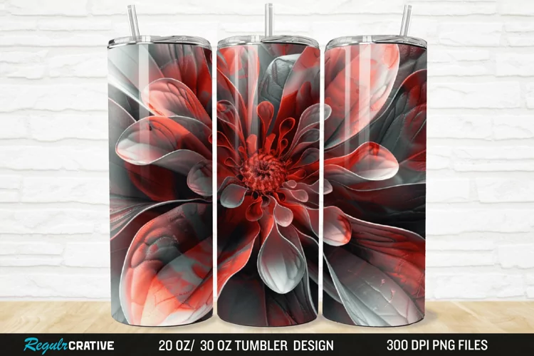 3D Stained Glass Flower 20/30oz Skinny Tumbler