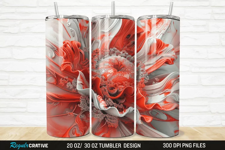 3D Stained Glass Flower 20/30oz Skinny Tumbler