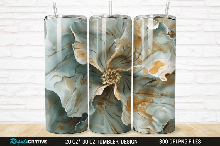 3D Stained Glass Flower 20/30oz Skinny Tumbler example image 1