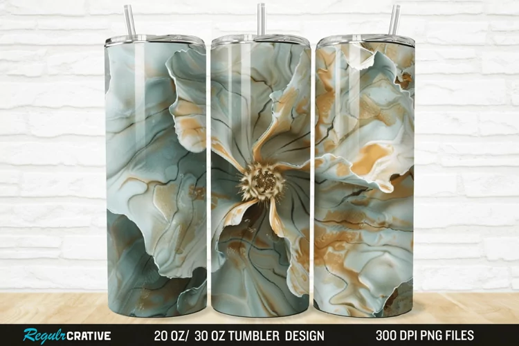 3D Stained Glass Flower 20/30oz Skinny Tumbler