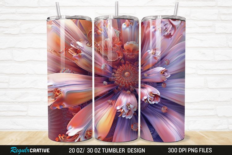 3D Stained Glass Flower 20/30oz Skinny Tumbler example image 1