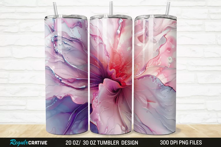 3D Stained Glass Flower 20/30oz Skinny Tumbler