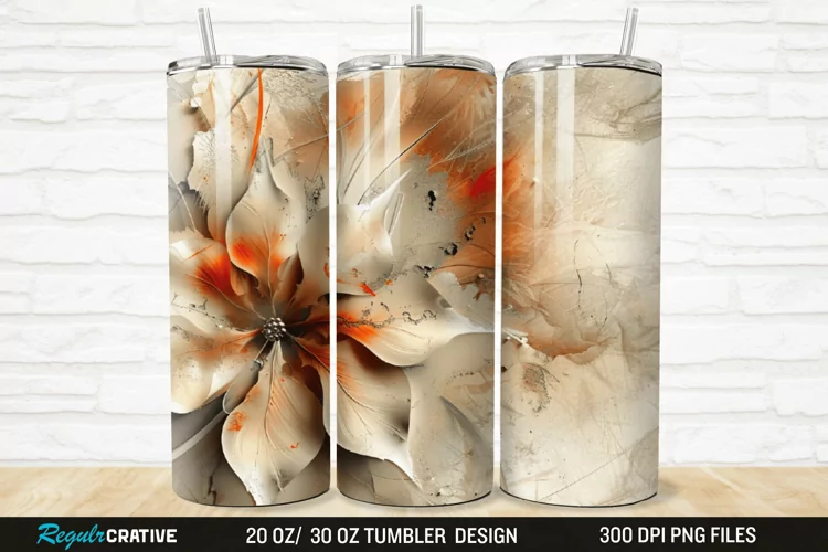 3D Stained Glass Flower 20/30oz Skinny Tumbler