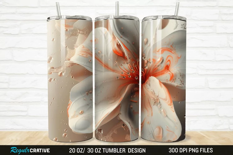 3D Stained Glass Flower 20/30oz Skinny Tumbler
