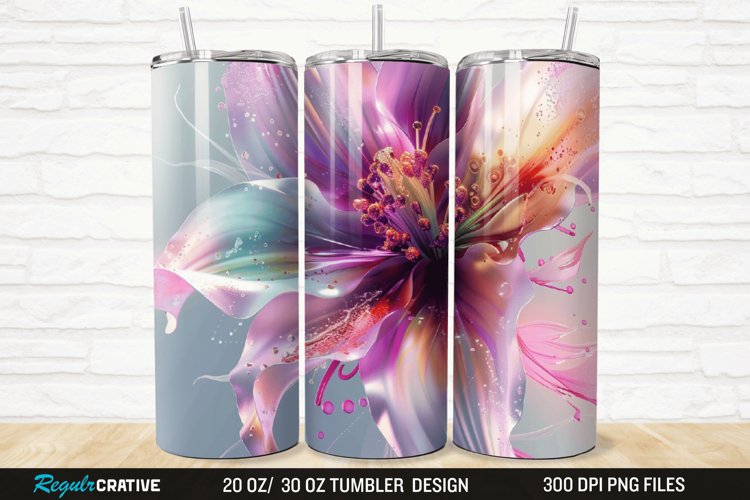 3D Stained Glass Flower 20/30oz Skinny Tumbler example image 1