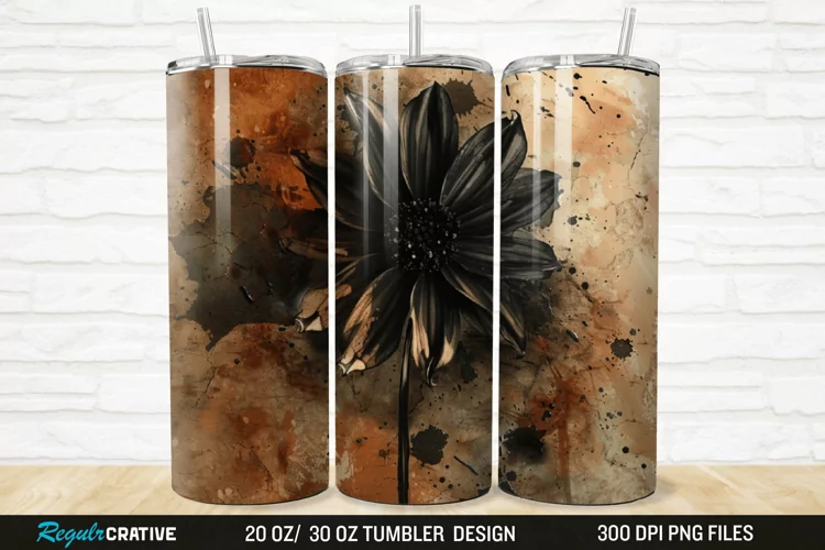 3D Stained Glass Flower 20/30oz Skinny Tumbler