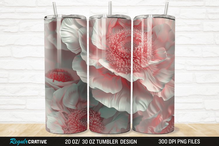 3D Stained Glass Flower 20/30oz Skinny Tumbler example image 1