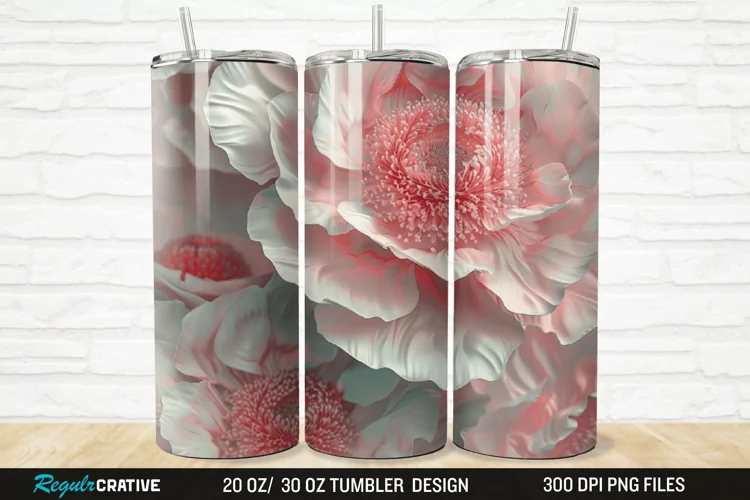 3D Stained Glass Flower 20/30oz Skinny Tumbler