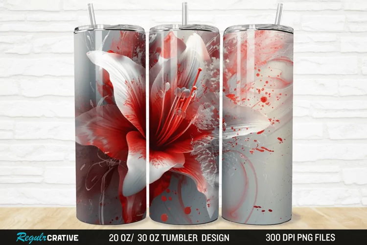 3D Stained Glass Flower 20/30oz Skinny Tumbler