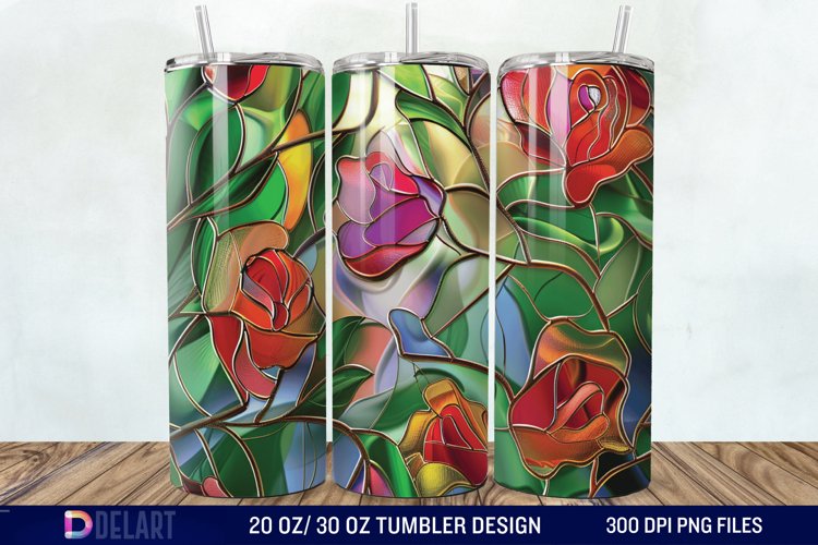 3d Stained glass roses Tumbler Wrap