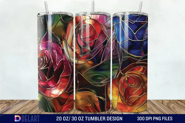 3d Stained glass roses Tumbler Wrap