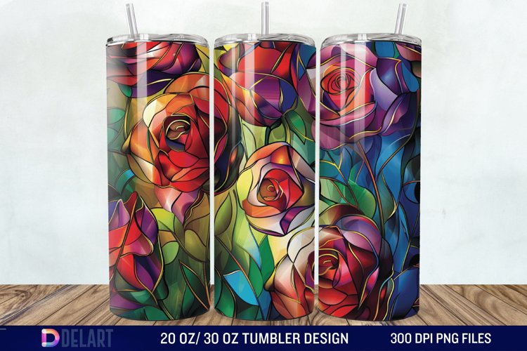 3d Stained glass roses Tumbler Wrap