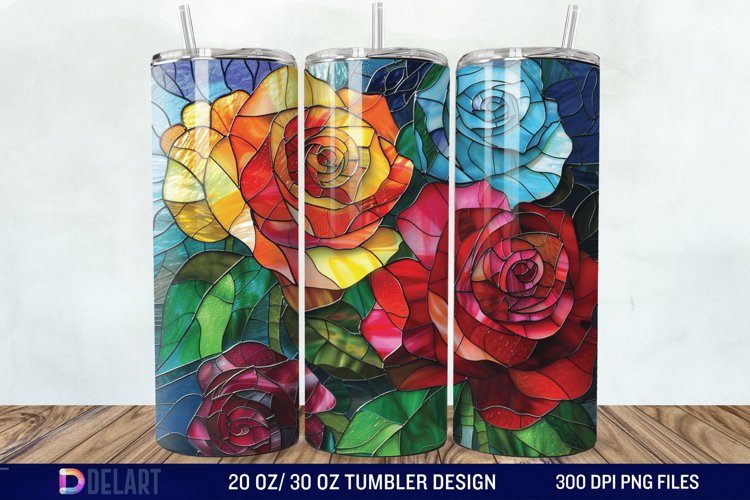 3d Stained glass roses Tumbler Wrap example image 1