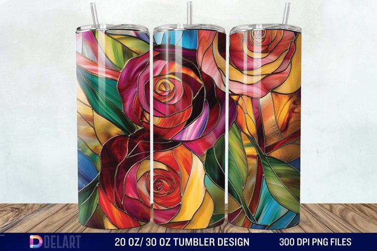 3d Stained glass roses Tumbler Wrap example image 1
