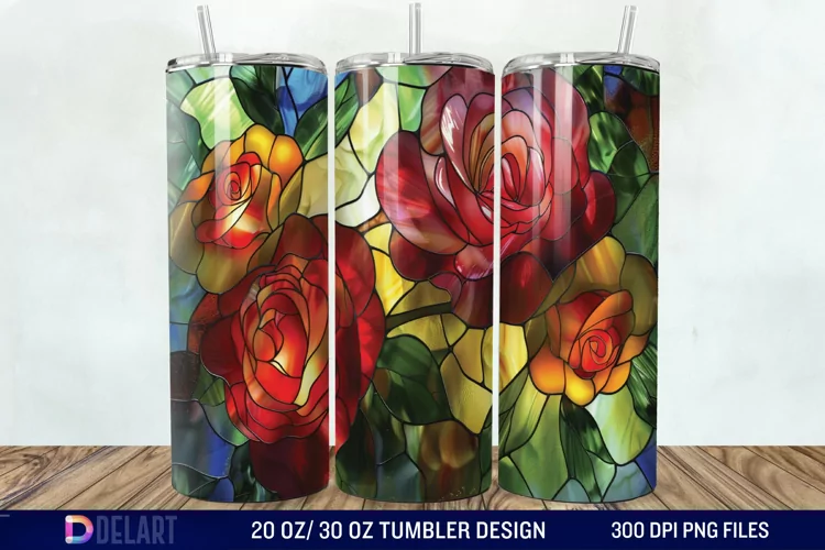 3d Stained glass roses Tumbler Wrap