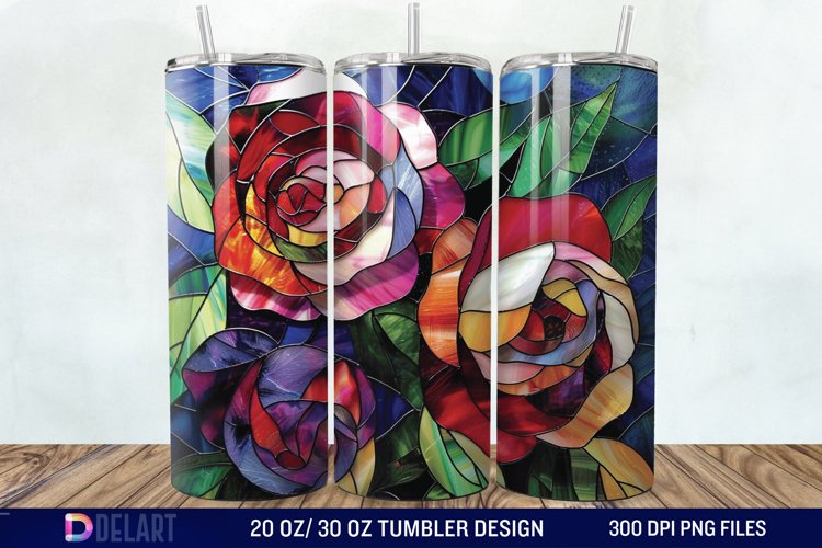 3d Stained glass roses Tumbler Wrap