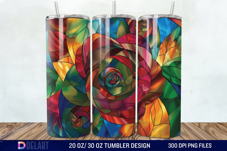 3d Stained glass roses Tumbler Wrap example image 1