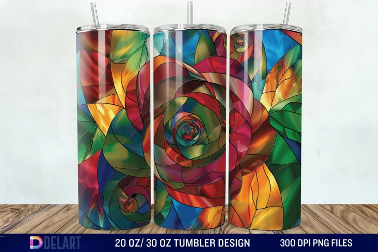 3d Stained glass roses Tumbler Wrap
