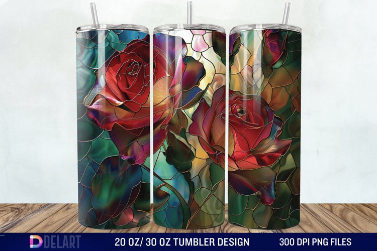 3d Stained glass roses Tumbler Wrap