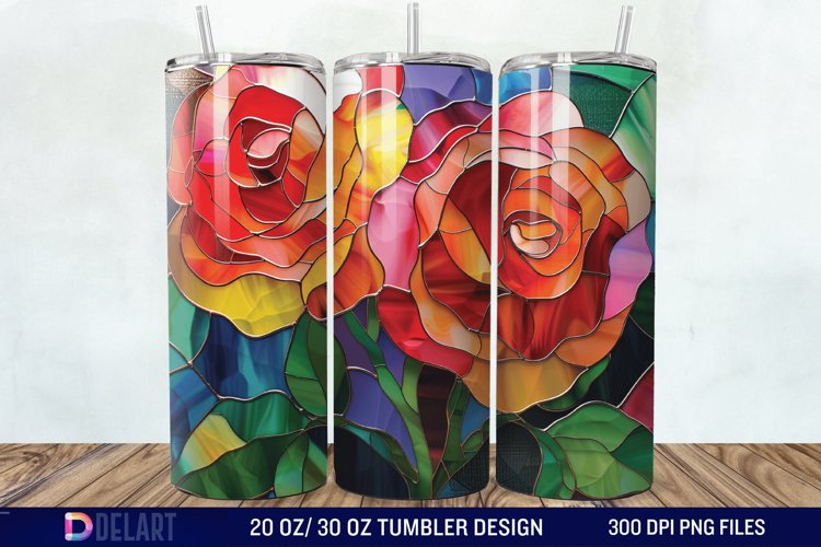 3d Stained glass roses Tumbler Wrap example image 1
