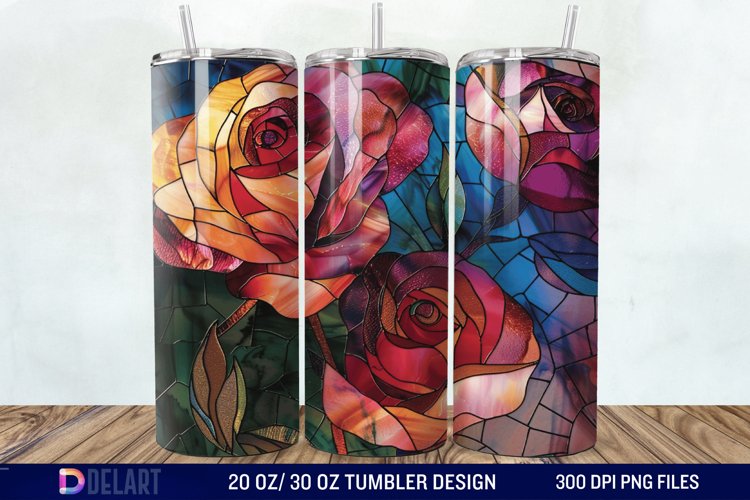 3d Stained glass roses Tumbler Wrap