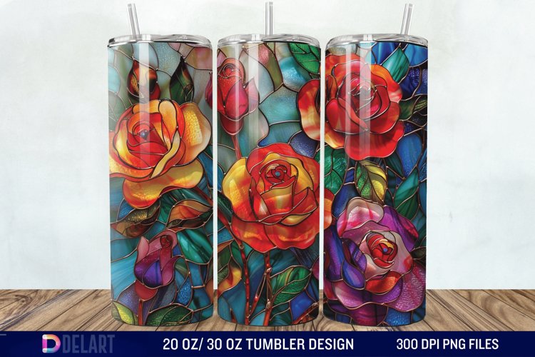 3d Stained glass roses Tumbler Wrap
