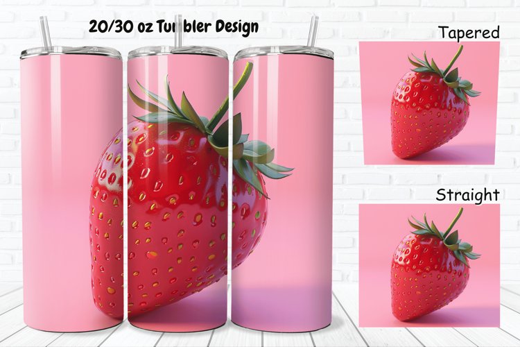 3D Strawberry 20/30oz Skinny Tumbler example image 1