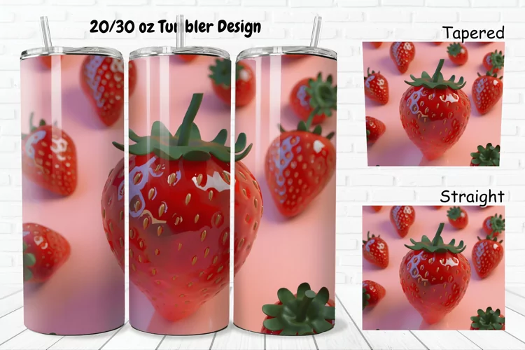 3D Strawberry 20/30oz Skinny Tumbler