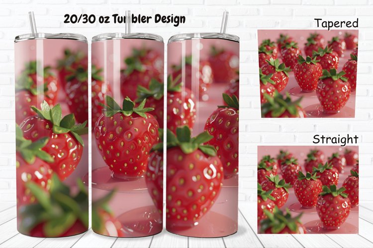 3D Strawberry 20/30oz Skinny Tumbler example image 1